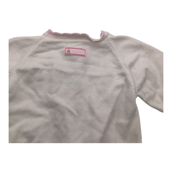 Carter's Baby Girl Sweater White & Pink Floral Button Up 3-6M Cotton Lightweight - Picture 6 of 11